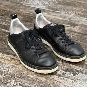 Golden Goose Shoes Starter Sneakers Womens EU 39 Black Silver Glitter Leather